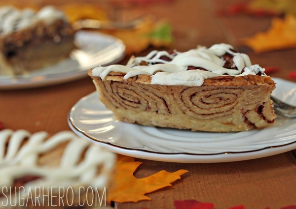Cinnamon Bun Pecan Pie | SugarHero.com