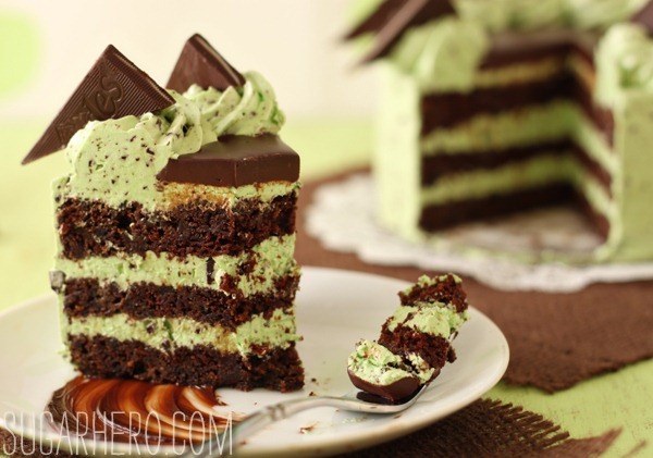 Mint Chocolate Chip Layer Cake | SugarHero.com