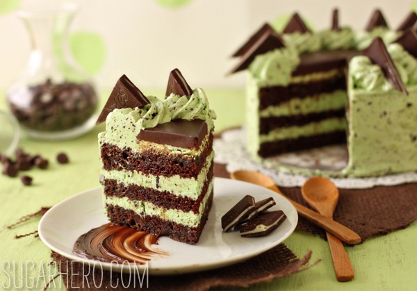 Mint Chocolate Chip Layer Cake | SugarHero.com
