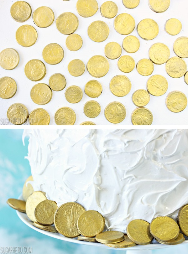 Rainbow in the Clouds Cake - with rainbow buttercream and fluffy cloud frosting | From SugarHero.com