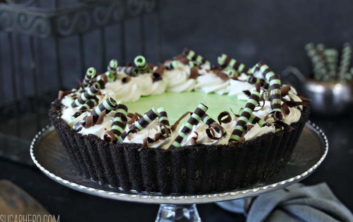 Fresh Mint Grasshopper Pie | From SugarHero.com