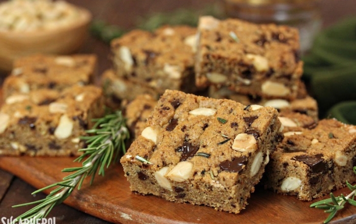 Rosemary Almond Blondies | From SugarHero.com