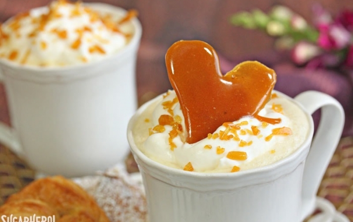 Creme Brulee White Hot Chocolate | From SugarHero.com
