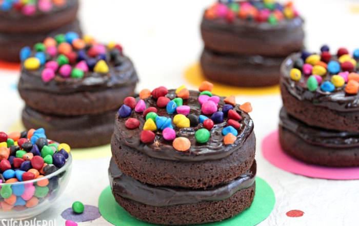 Cosmic Brownie Mini Cakes | From SugarHero.com