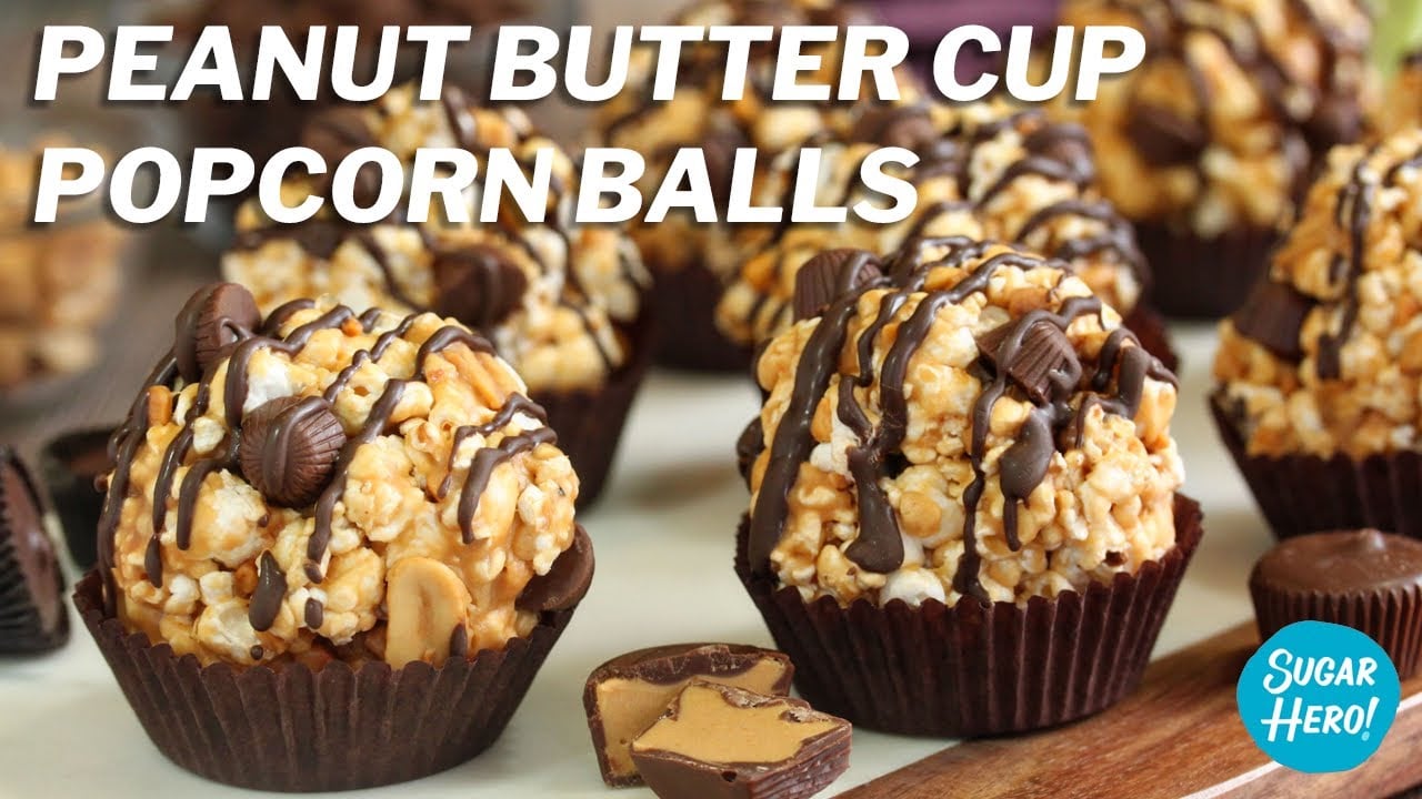 Peanut Butter Cup Popcorn Balls