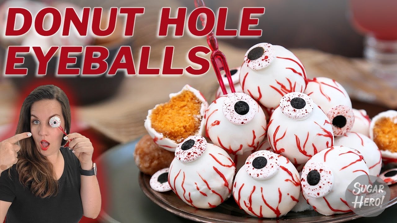 Donut Hole Eyeballs (Easy Halloween Treat)