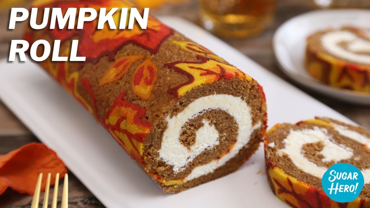 Pumpkin Roll With A Gorgeous Fall Design!