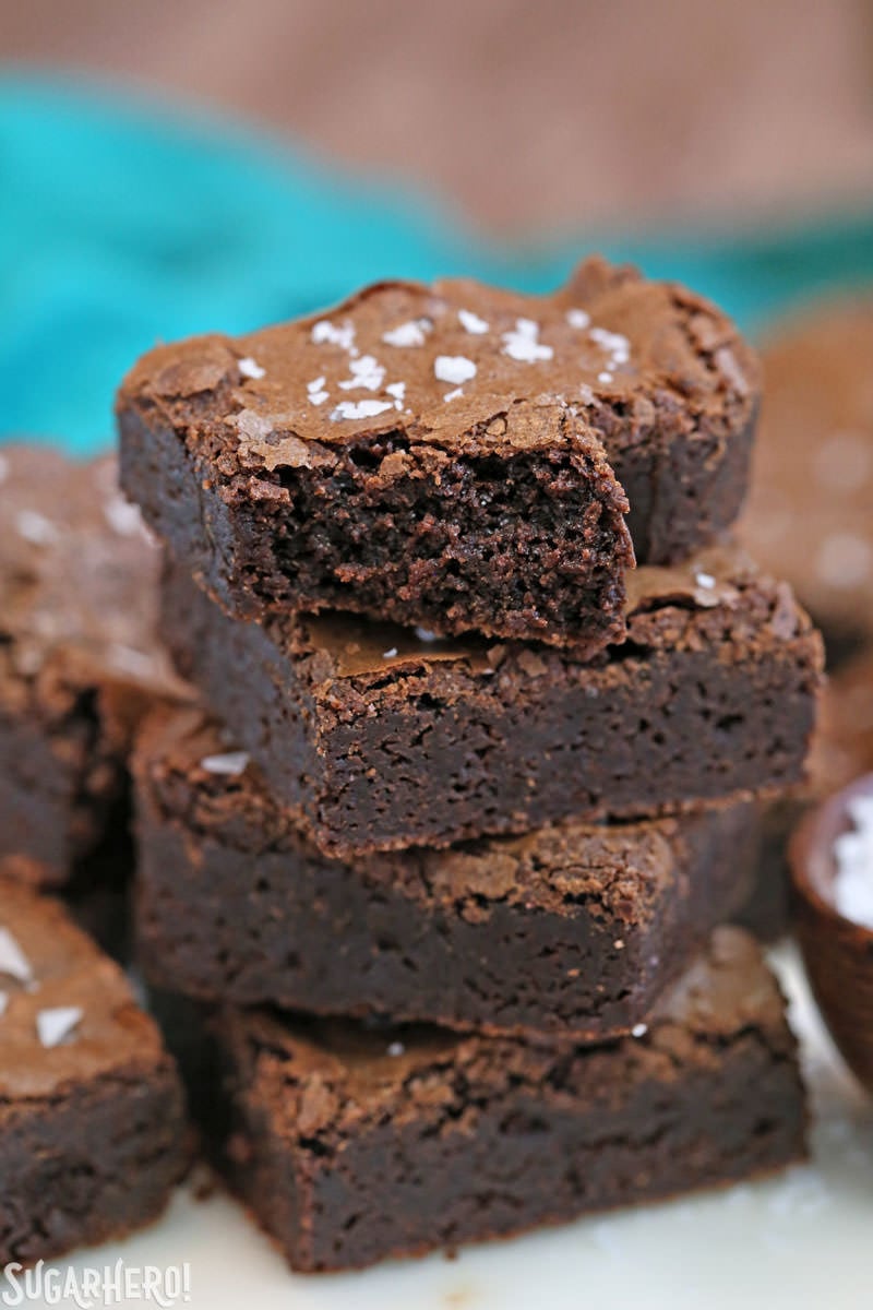 Salted Fudge Brownies - rich and fudgy brownies with big flakes of sea salt! | From SugarHero.com