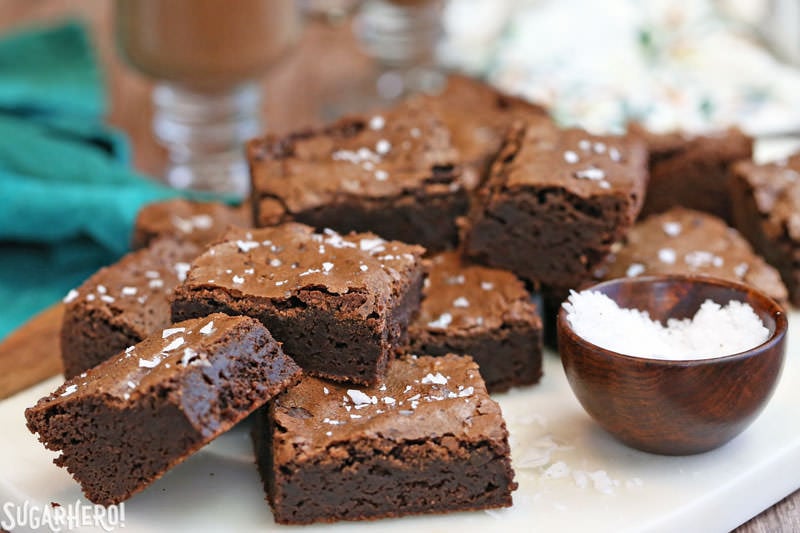 Salted Fudge Brownies | From SugarHero.com Salted Fudge Brownies - rich and fudgy brownies with big flakes of sea salt! | From SugarHero.com