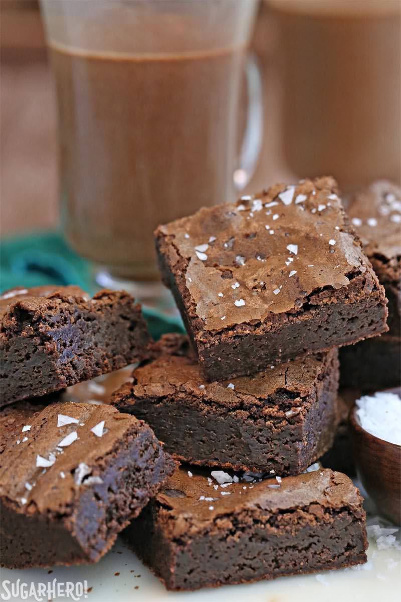 Salted Fudge Brownies - rich and fudgy brownies with big flakes of sea salt! | From SugarHero.com