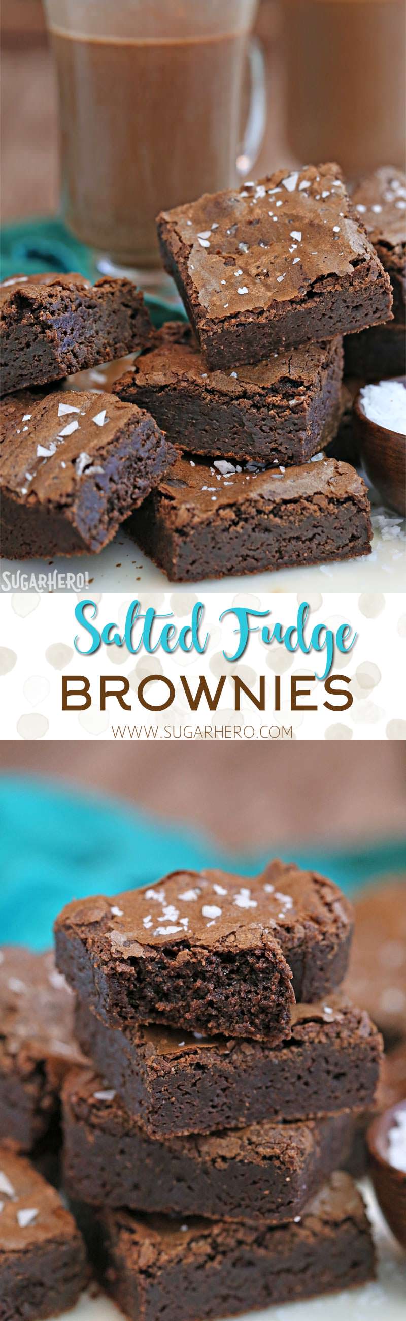 Salted Fudge Brownies - rich and fudgy brownies with big flakes of sea salt! | From SugarHero.com