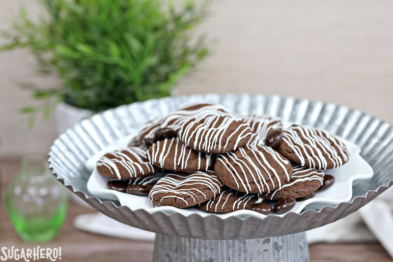Junior Mint Cookies are soft and chewy chocolate-mint cookies, with a Junior Mint baked right into the center! | From SugarHero.com Junior Mint Cookies are your new favorite cookie! | From SugarHero.com