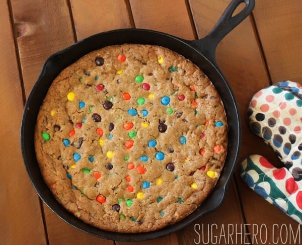 Giant One-Pan Skillet Cookie (With Loads of M&Ms!)