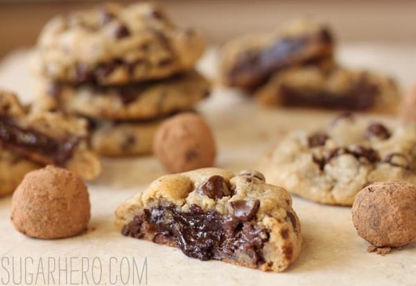 Truffle-Stuffed Chocolate Chip Cookies | SugarHero.com truffle-stuffed-cookie-7