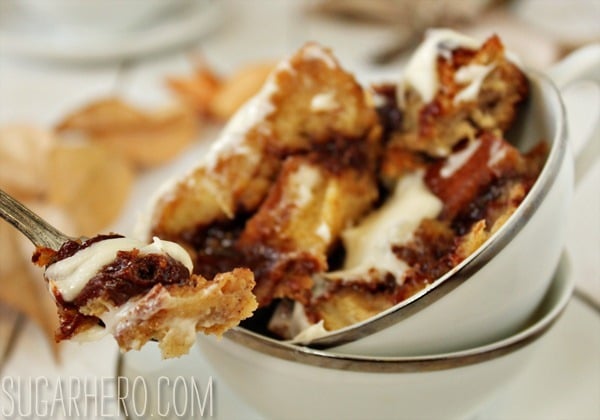 Cinnamon Bun Bread Pudding | SugarHero.com