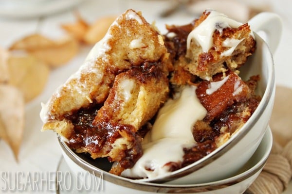 Cinnamon Bun Bread Pudding | SugarHero.com