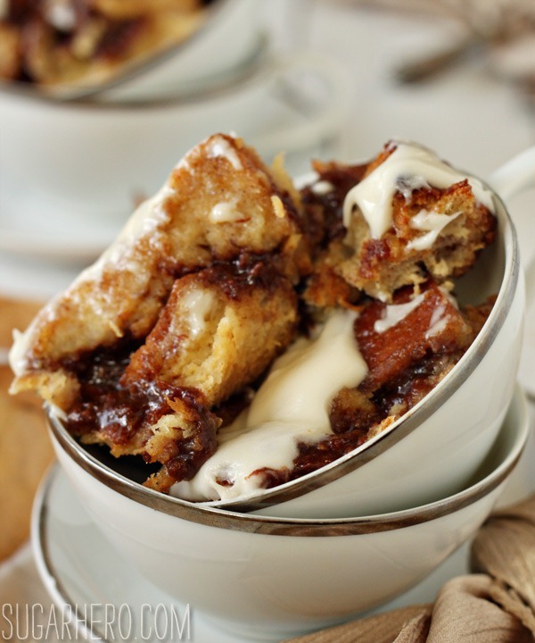 Cinnamon Bun Bread Pudding | SugarHero.com