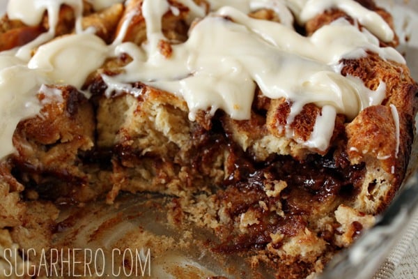 Cinnamon Bun Bread Pudding | SugarHero.com