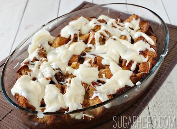 Cinnamon Bun Bread Pudding | SugarHero.com