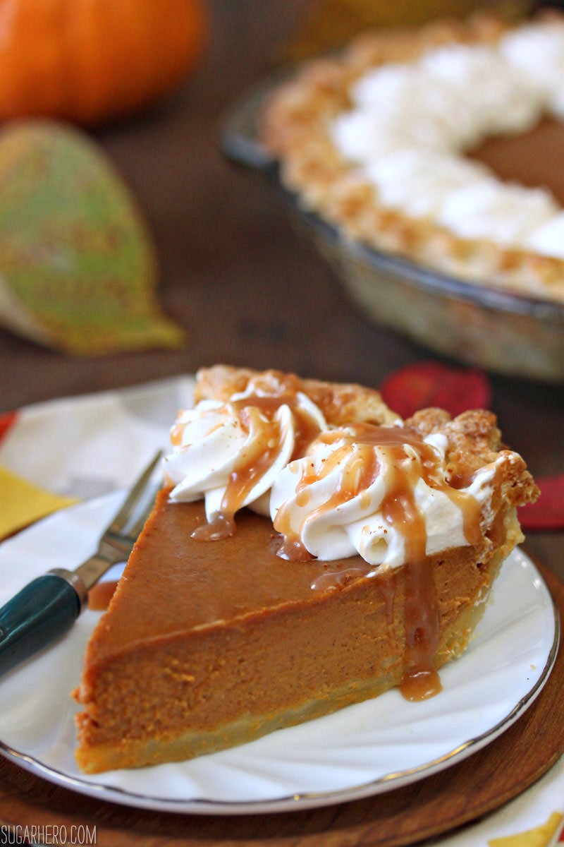 Dulce de Leche Pumpkin Pie | From SugarHero.com