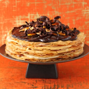 Close up of a Nutella Crepe Cake.
