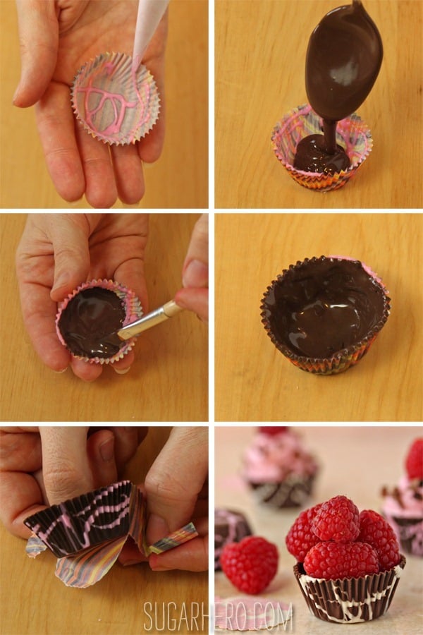 Raspberry Mousse Chocolate Cups | SugarHero.com