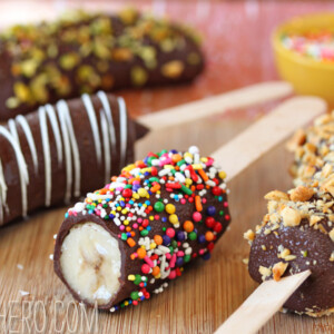 Chocolate-Dipped Frozen Bananas | From SugarHero.com