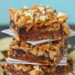 3 Dude Food Magic Bars stacked one on top of another.