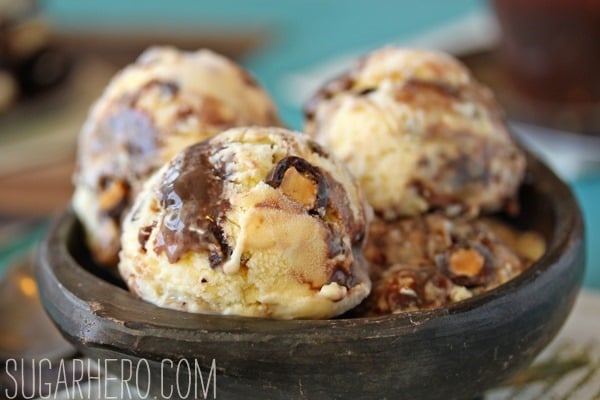 Almond Coconut Fudge Ripple Ice Cream | SugarHero.com Almond Coconut Fudge Ripple Ice Cream | SugarHero.com