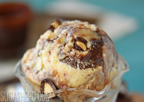 Almond Coconut Fudge Ripple Ice Cream | SugarHero.com Almond Coconut Fudge Ripple Ice Cream | SugarHero.com