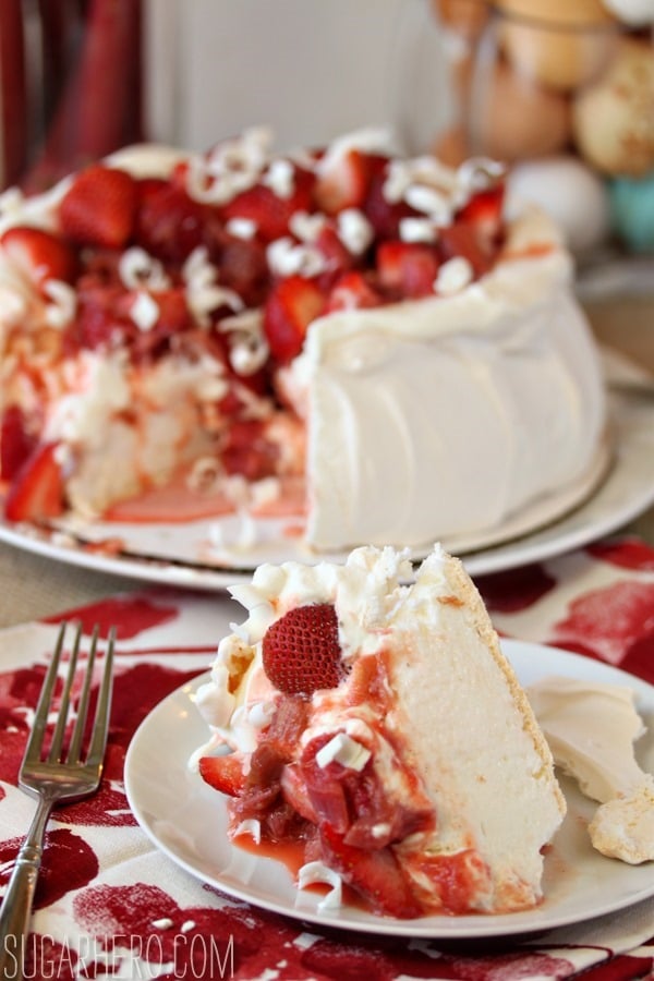 Strawberry Rhubarb Pavlova | SugarHero.com