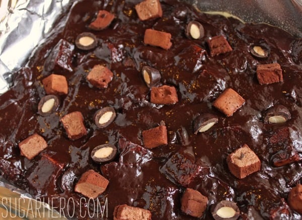 Triple Chocolate Rocky Road Brownies | SugarHero.com