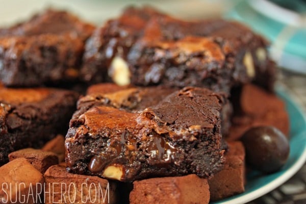 Triple Chocolate Rocky Road Brownies | SugarHero.com