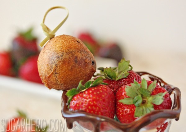 Deep Fried Chocolate Covered Strawberries | SugarHero.com
