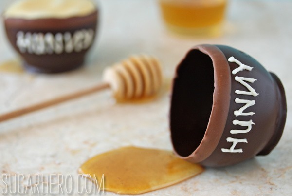 Chocolate “Hunny Pots” with Honey Mousse | SugarHero.com