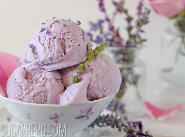 Lavender Rose Ice Cream | SugarHero.com