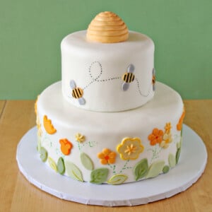Close up of a Bumblebee Cake.