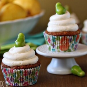 Pear Cupcakes with Honey Buttercream | SugarHero.com
