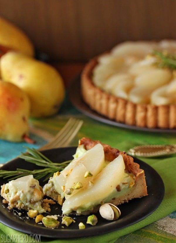 Pear Pistachio Tart | SugarHero.com