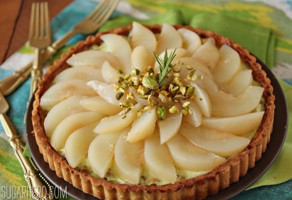 Pear Pistachio Tart | SugarHero.com