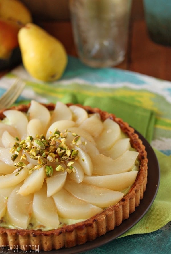 Pear Pistachio Tart | SugarHero.com