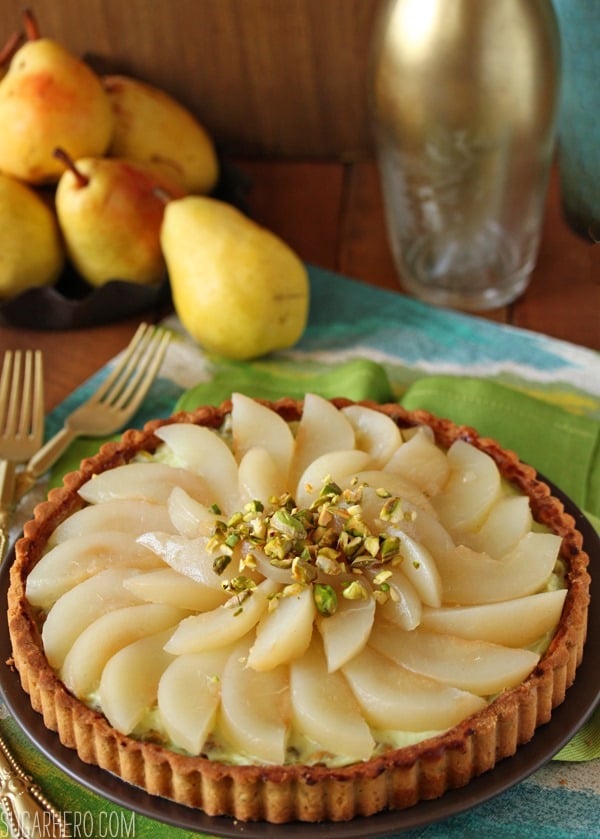 Pear Pistachio Tart | SugarHero.com