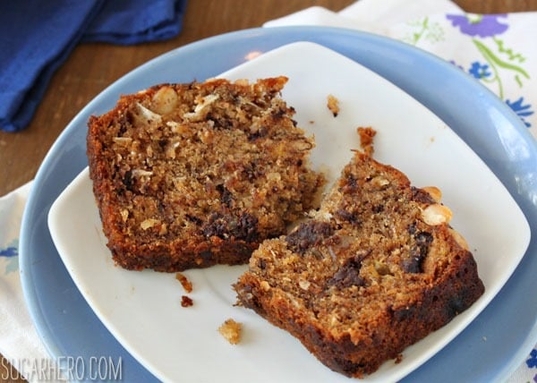 Banana Coconut Macadamia Nut Bread | SugarHero.com