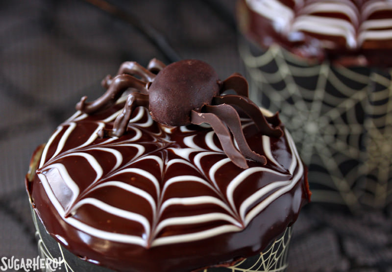 Chocolate Spiders and Spiderweb Cupcakes Recipe | From SugarHero.com