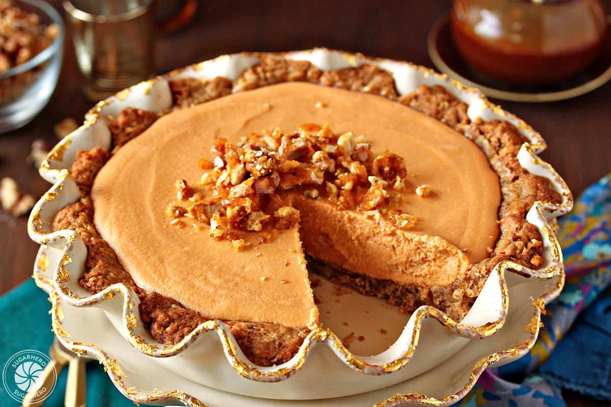 Oatmeal Walnut Butterscotch Pie | SugarHero.com