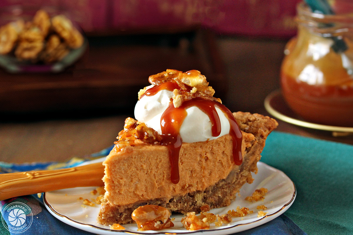 Oatmeal Walnut Butterscotch Pie | SugarHero.com