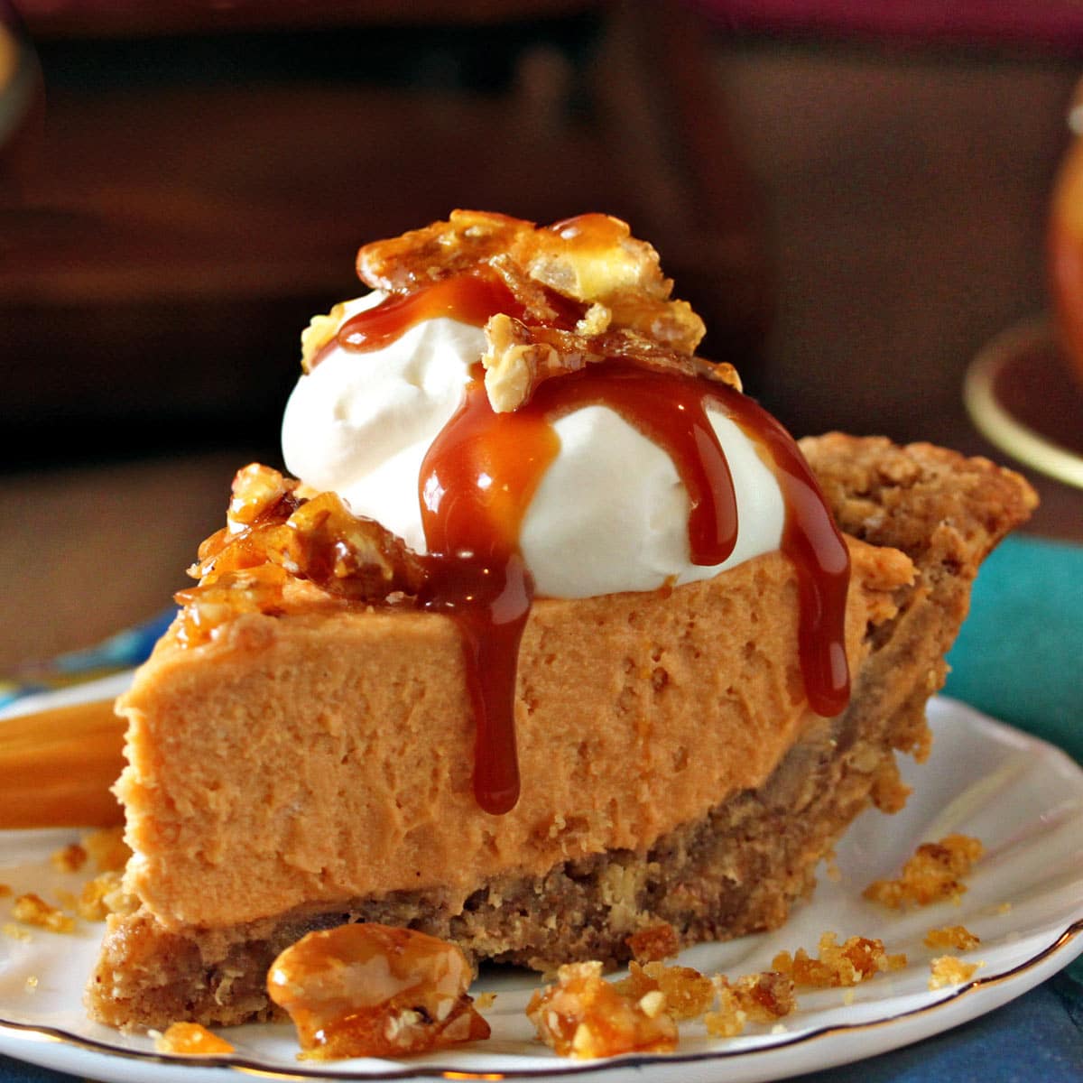 A slice of Butterscotch Mousse Pie.