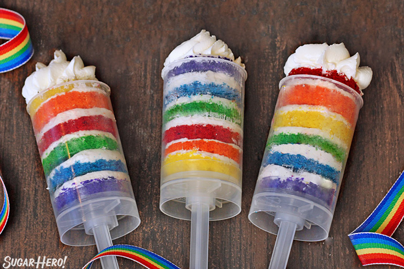 Rainbow Cake Push Pops | SugarHero.com