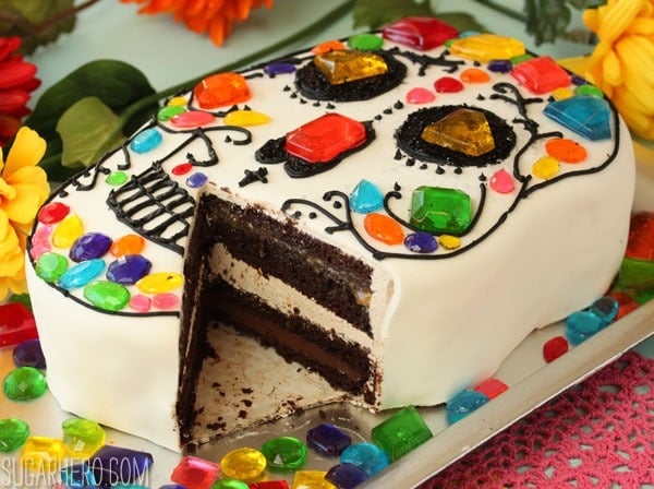 Skull Cake for Dia de los Muertos | SugarHero.com