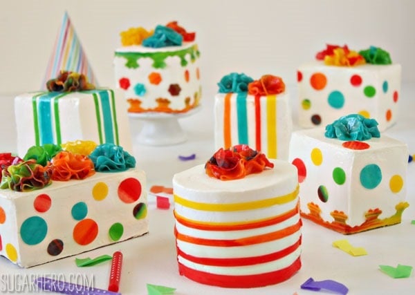 Birthday Present Mini Cakes | SugarHero.com